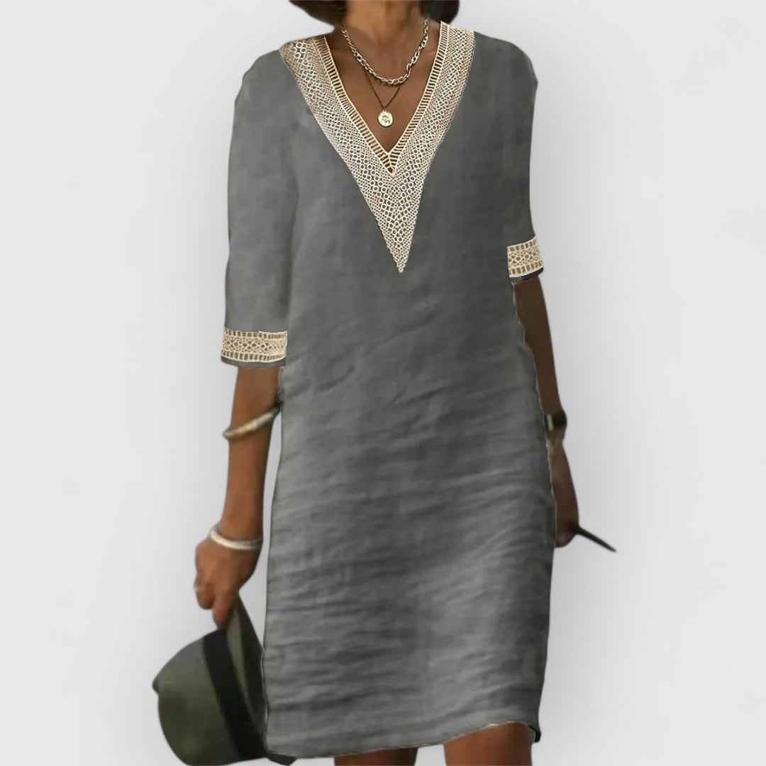 Vivian | Leinenkleid mit V-Ausschnitt