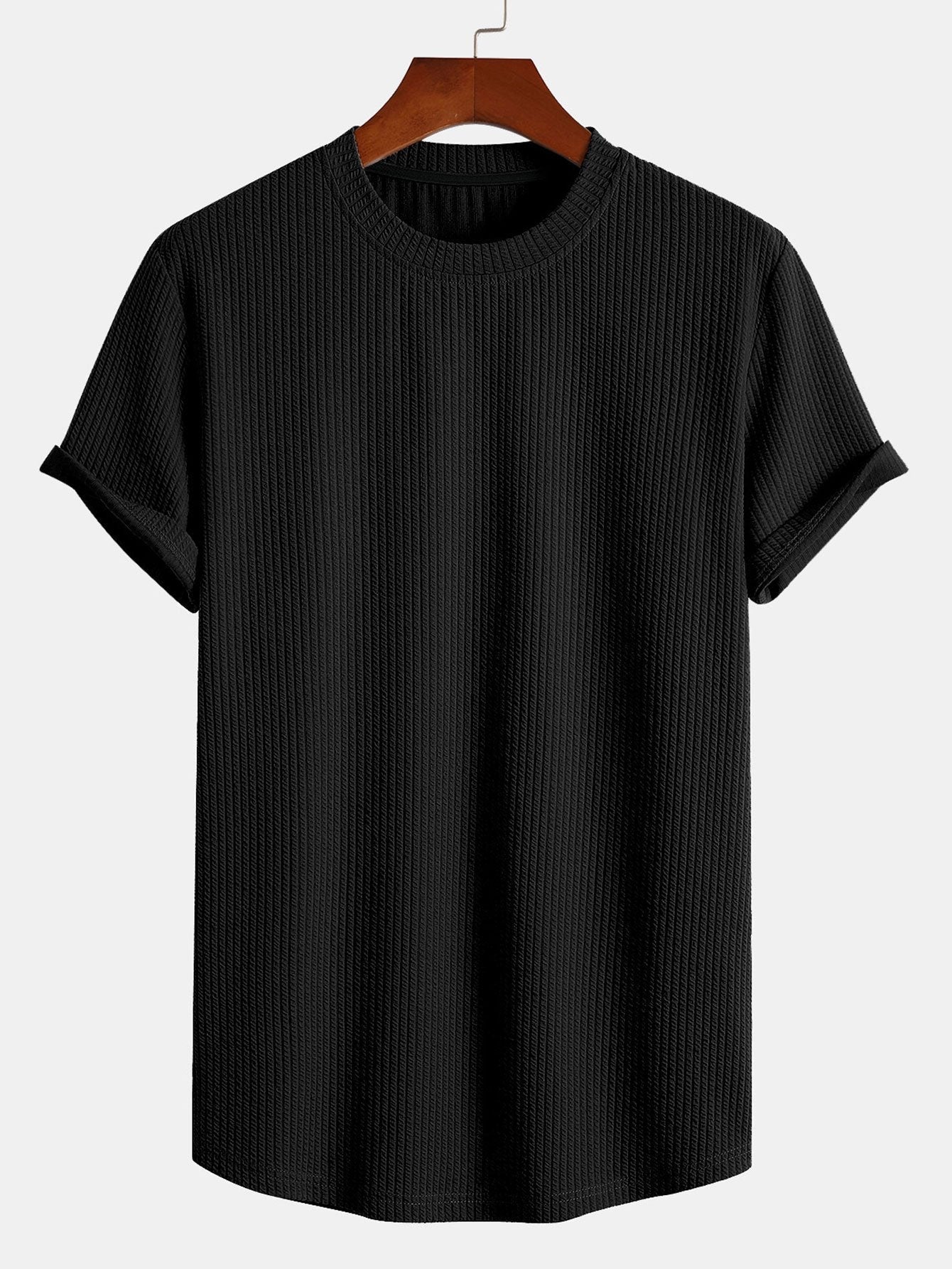 Muscle Fit T-Shirt mit geripptem Bogensaum