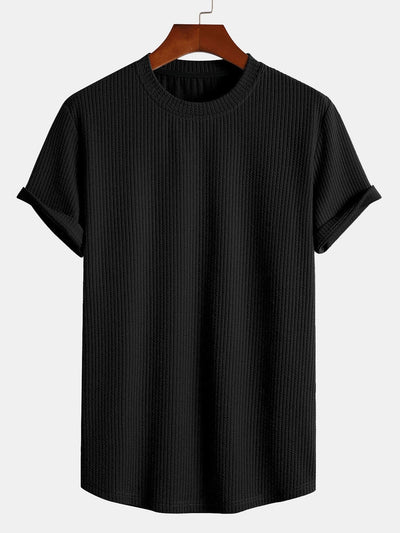 Muscle Fit T-Shirt mit geripptem Bogensaum