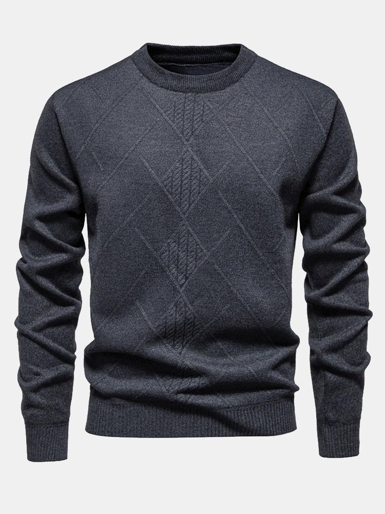 Lester | Stylischer geometrischer Rauten-Muster Strickpullover