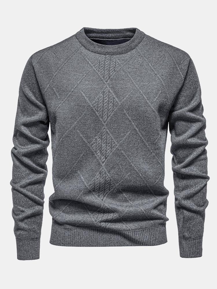 Lester | Stylischer geometrischer Rauten-Muster Strickpullover