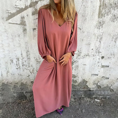 Margarete | Langes Boho Kleid mit Taschen