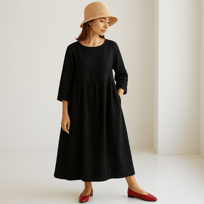 Langes Kleid aus Leinen | Minimalistische Eleganz | Leicht & Bequem
