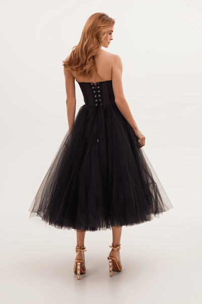 Schwarzes Bustierkleid | Tüll | Dramatisch und Elegant