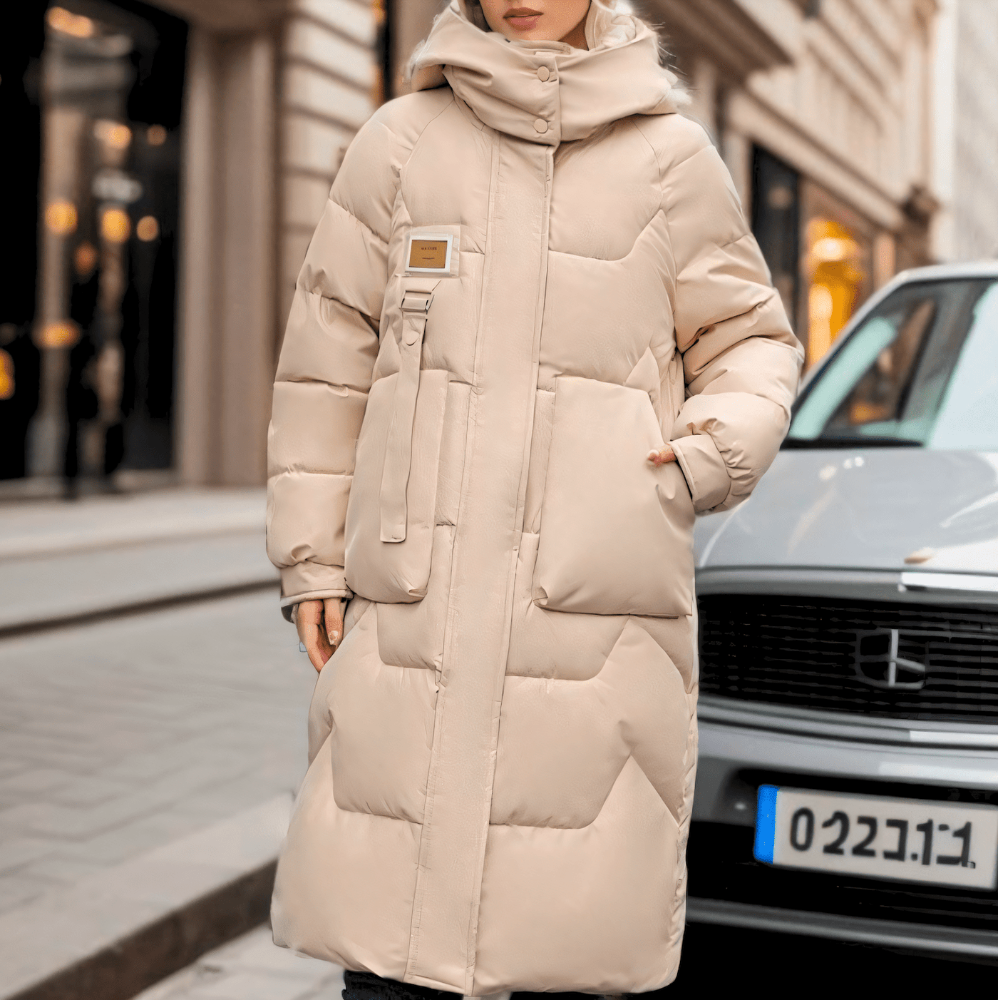 Lange Daunenjacke Für Damen | Gefütterte Pufferjacke Mit Kapuze