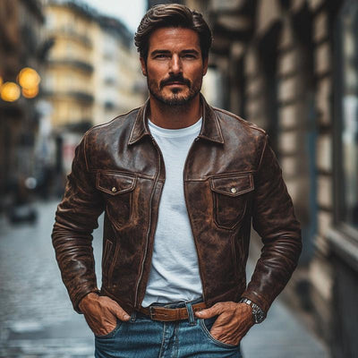 Merton - Herren Slim Fit Vintage Jacke mit Taschen