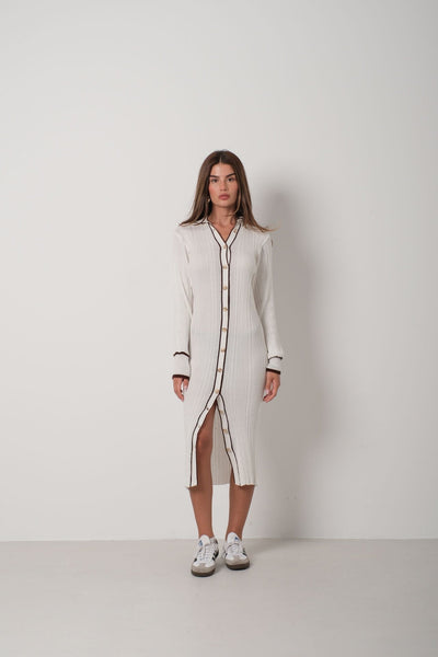 Isabelle | Weißes Polokleid mit Knöpfen