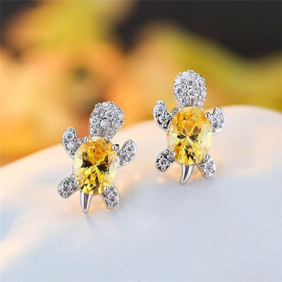 Meeresschildkröte Ohrringe aus Zirkonium und Silber