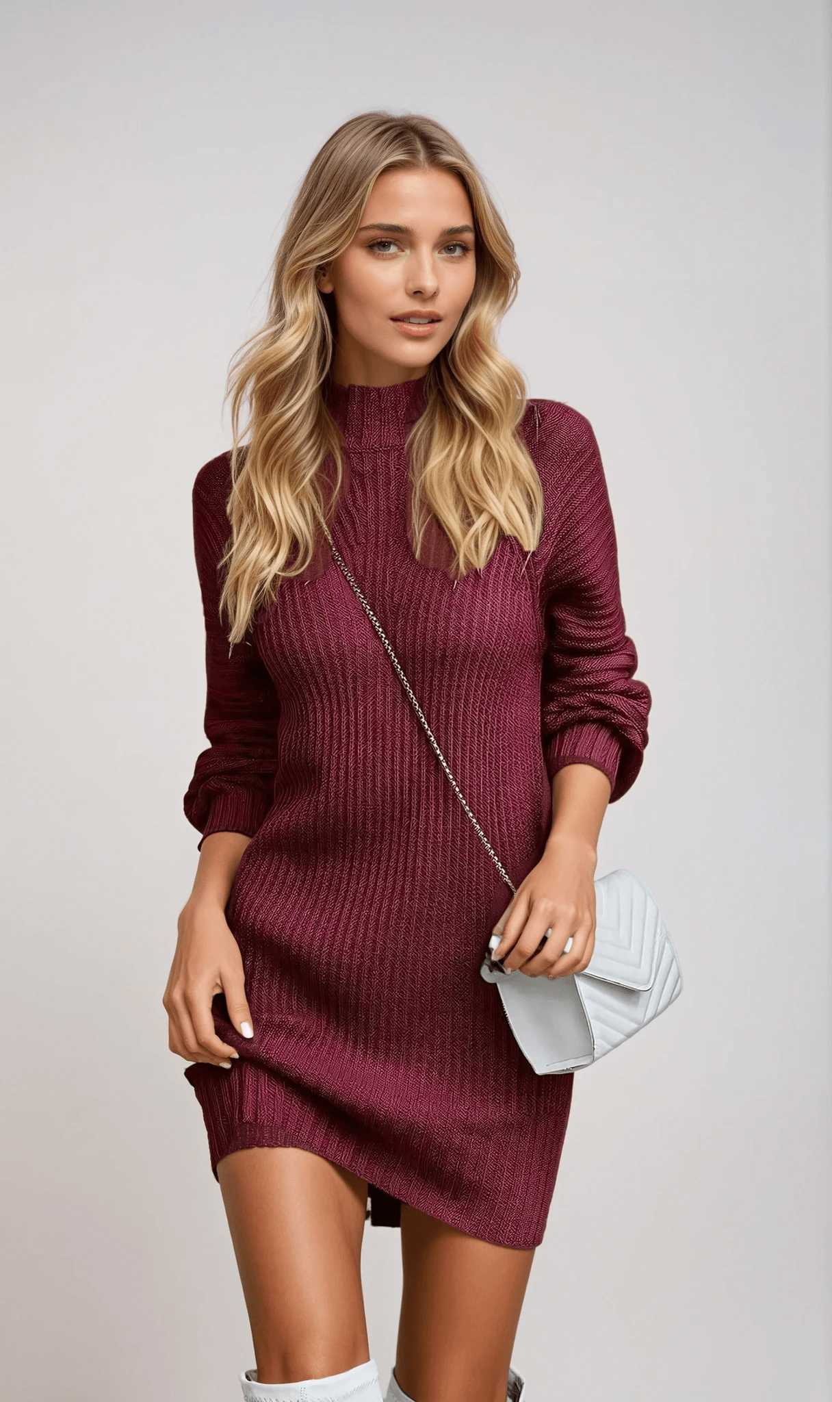 Julia - Warmes Rollkragen-Strickkleid für Damen