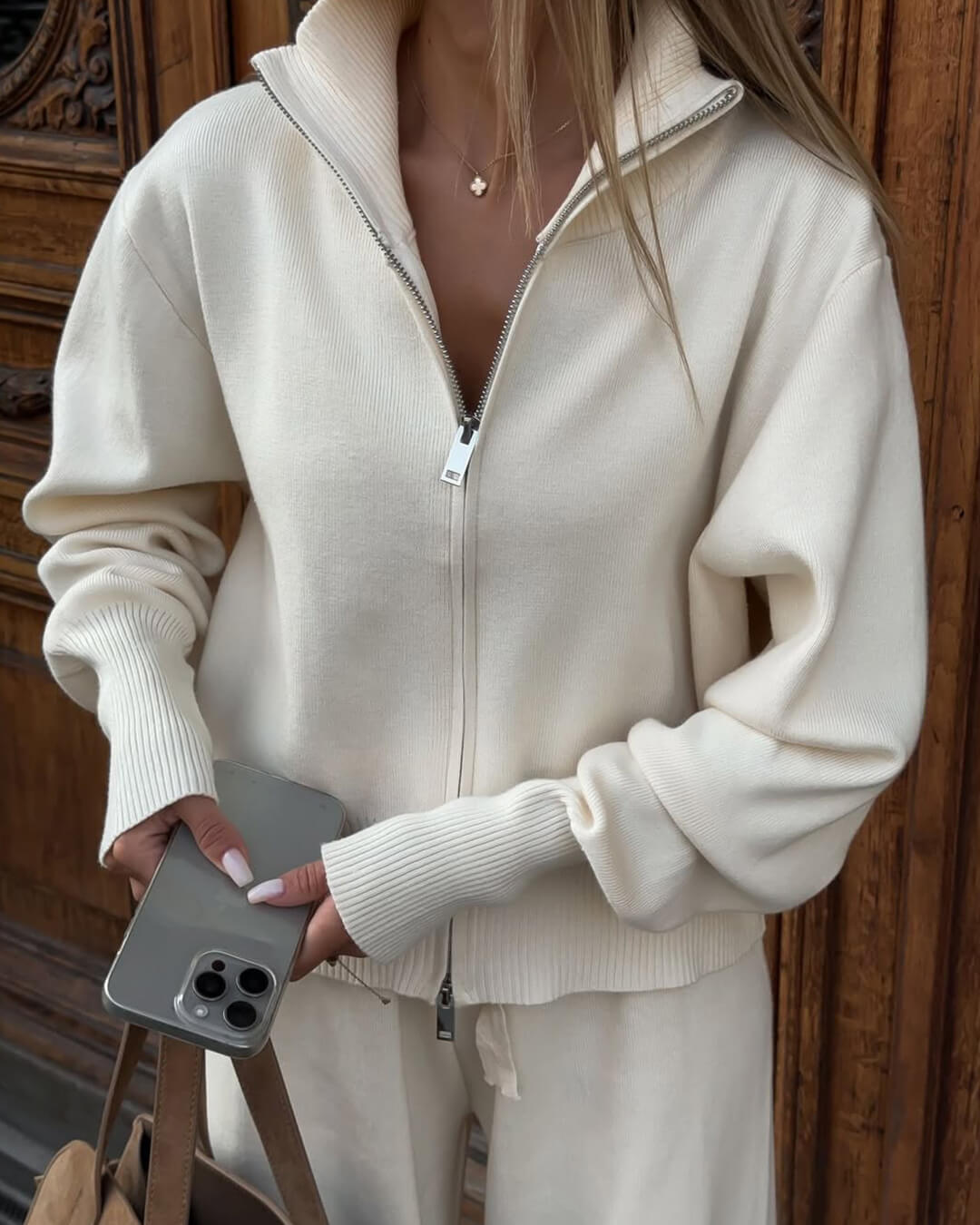 Soria | Damen Strick Set Jacke Mit Reißverschluss