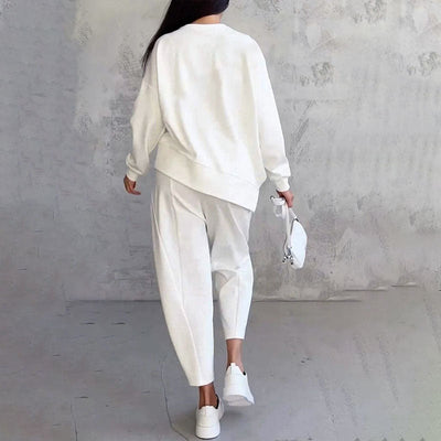 Priscilla - Rundhalsausschnitt langärmeliges Oberteil Hose