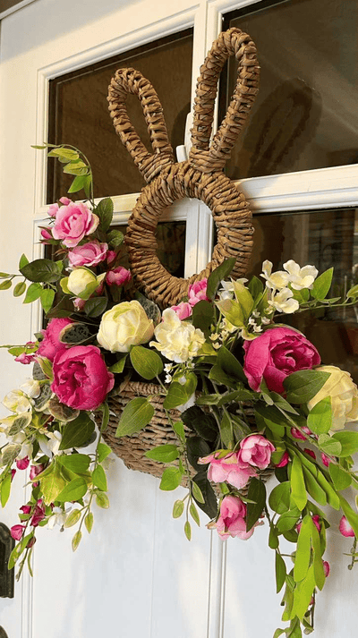 Begrenzte Zeit 50% Rabatt - Handgemachter Hasenkorb zum Aufhängen an der Wand, Frühlingsdekor