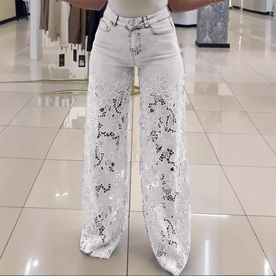 Efthymia - Flickwerk Denim Jeans Mit Modischer Spitze