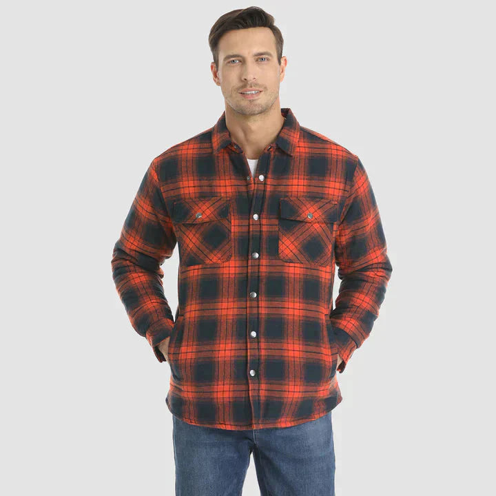 Herren Flanell Hemd Jacke lange Ärmel gesteppt gefüttert Plaid Mantel Button Down dicke Outwear für Winter