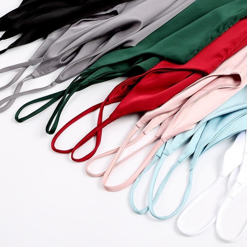 Damen Satin Top mit Spaghettiträgern und V-Ausschnitt