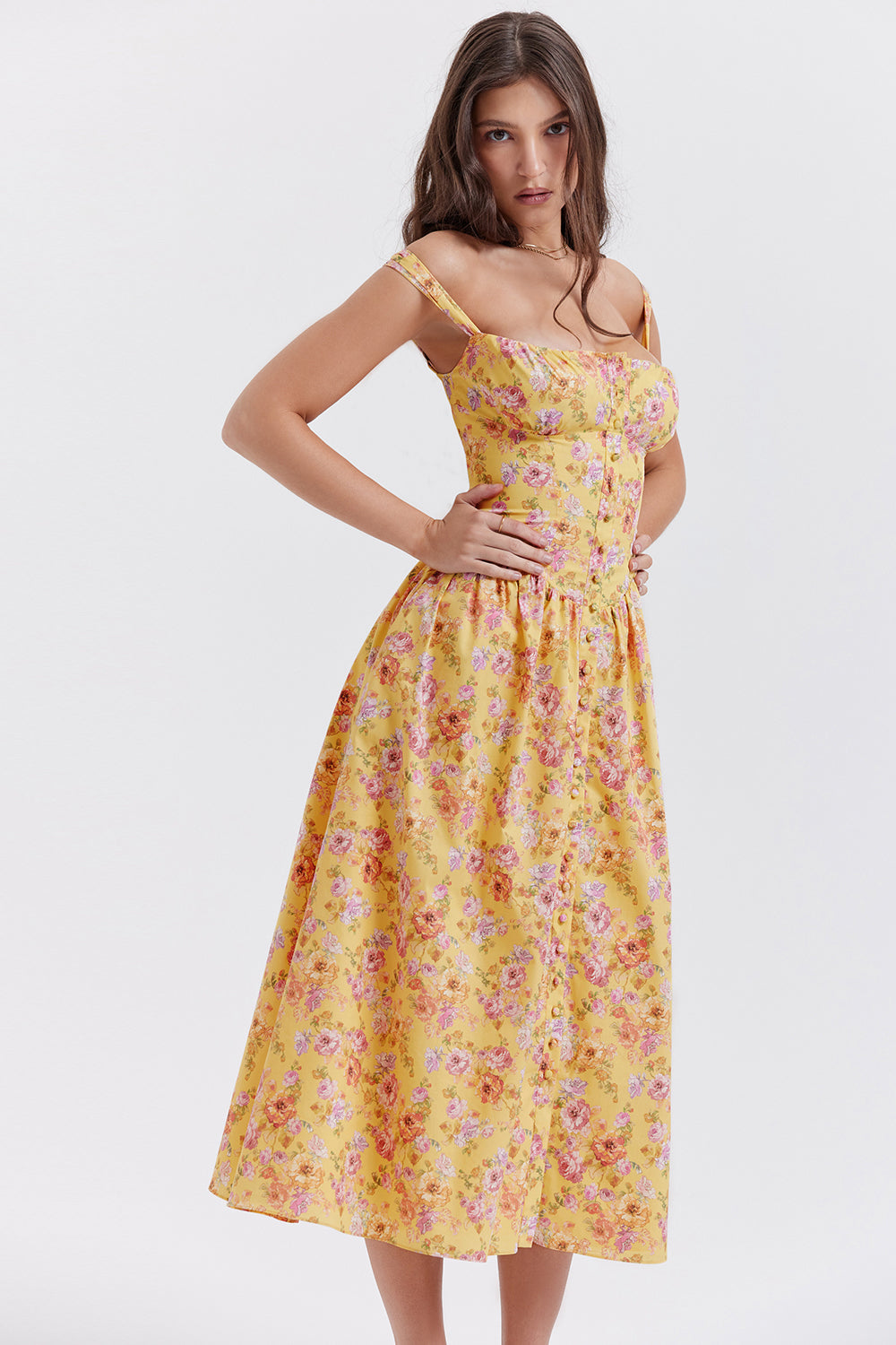 Geblümtes Midi-Sommerkleid
