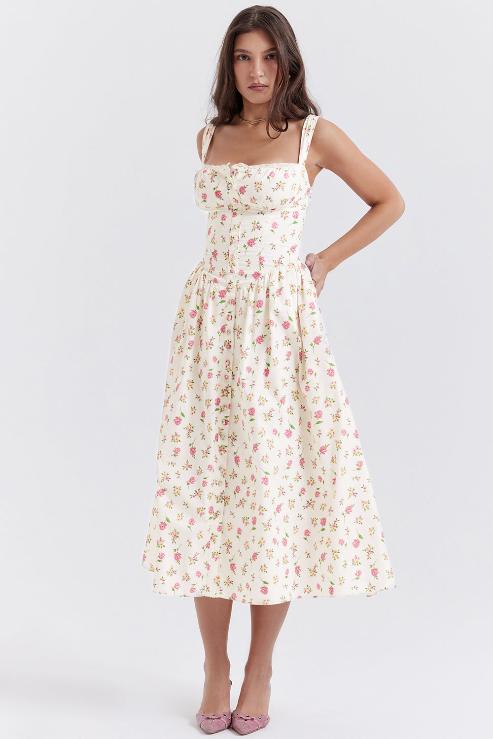 Geblümtes Midi-Sommerkleid