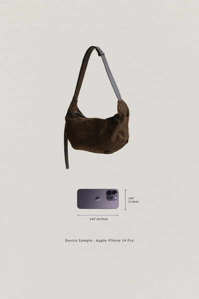 Vintage Schwarze Suedette Dumpling Tasche – Vegane Schultertasche