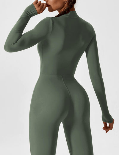 Wanda | Langärmeliger Overall - Stehkragen Reißverschluss